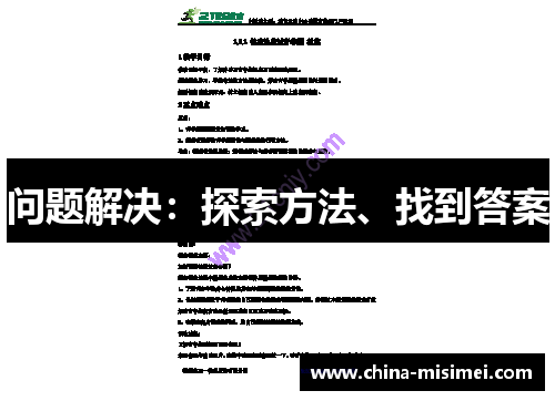 问题解决：探索方法、找到答案